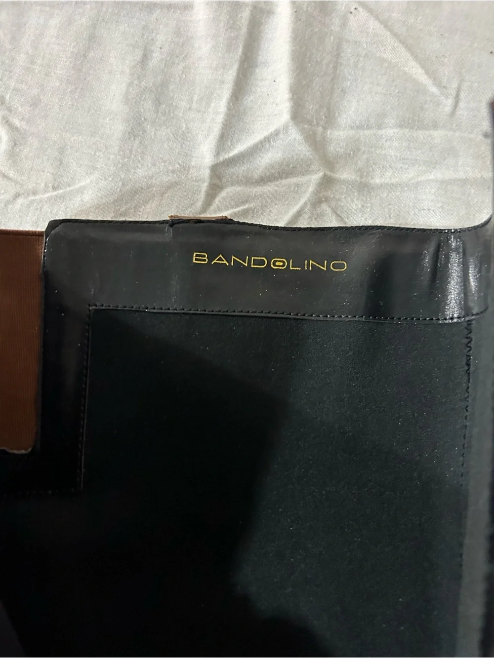 Bandolino Calliope Black Cognac Leather Tall Riding Boots Buckle Zip Sz 7.5